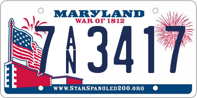 MD license plate 7AN3417