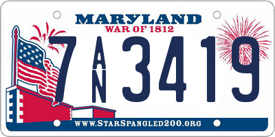 MD license plate 7AN3419