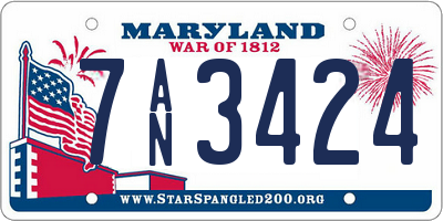 MD license plate 7AN3424