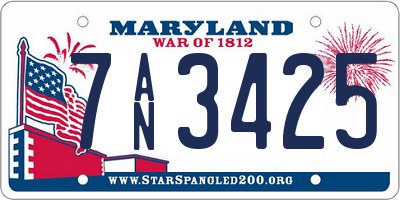 MD license plate 7AN3425