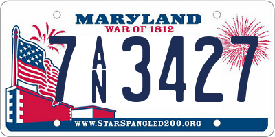 MD license plate 7AN3427