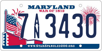 MD license plate 7AN3430