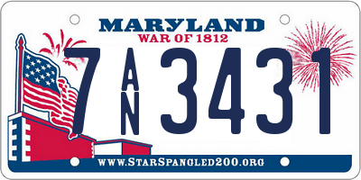 MD license plate 7AN3431