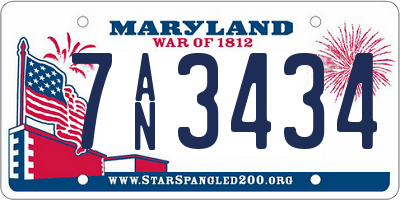 MD license plate 7AN3434