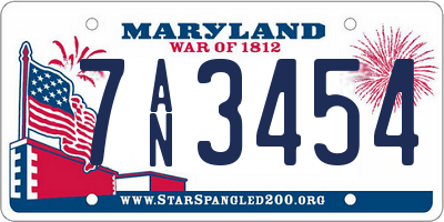 MD license plate 7AN3454