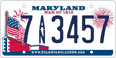 MD license plate 7AN3457
