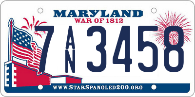 MD license plate 7AN3458