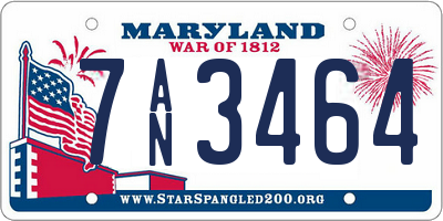 MD license plate 7AN3464