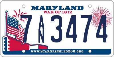 MD license plate 7AN3474