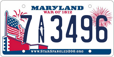 MD license plate 7AN3496