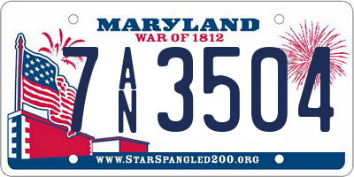 MD license plate 7AN3504