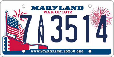 MD license plate 7AN3514