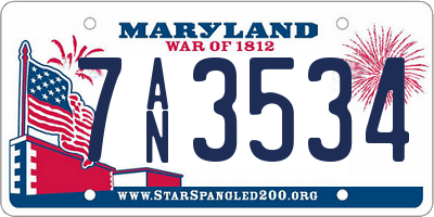MD license plate 7AN3534