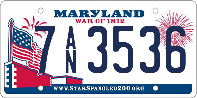 MD license plate 7AN3536