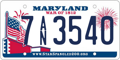 MD license plate 7AN3540