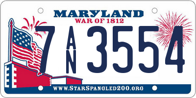 MD license plate 7AN3554