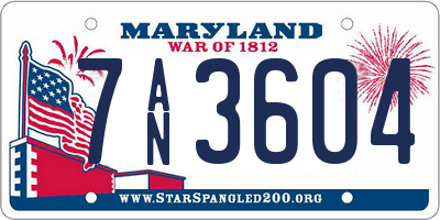MD license plate 7AN3604