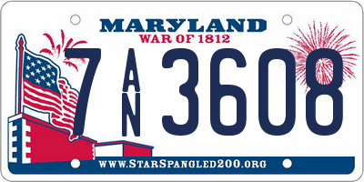 MD license plate 7AN3608