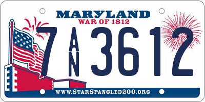 MD license plate 7AN3612