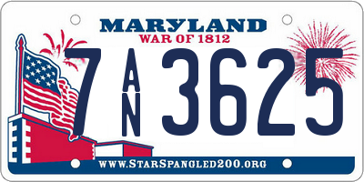 MD license plate 7AN3625