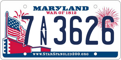 MD license plate 7AN3626