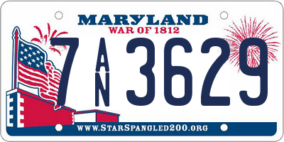 MD license plate 7AN3629