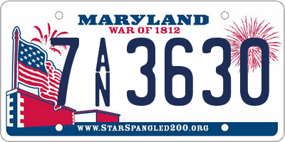 MD license plate 7AN3630