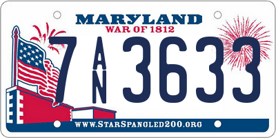 MD license plate 7AN3633