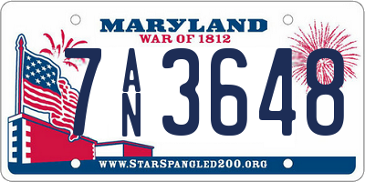 MD license plate 7AN3648