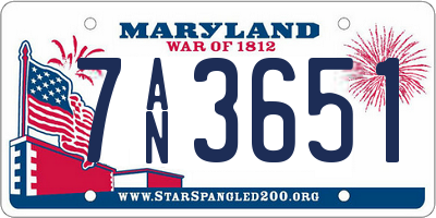 MD license plate 7AN3651