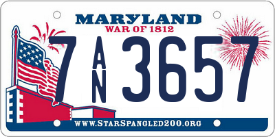 MD license plate 7AN3657