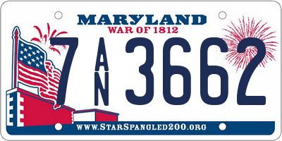 MD license plate 7AN3662