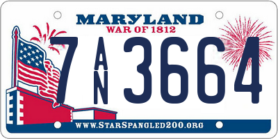MD license plate 7AN3664