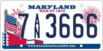 MD license plate 7AN3666