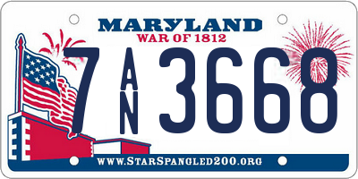 MD license plate 7AN3668