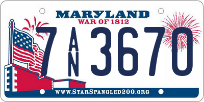 MD license plate 7AN3670