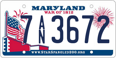 MD license plate 7AN3672