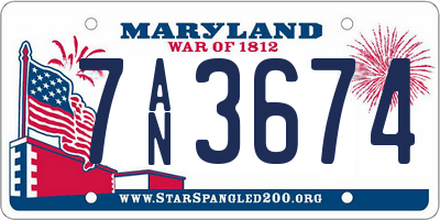 MD license plate 7AN3674