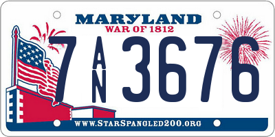 MD license plate 7AN3676
