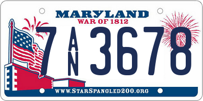 MD license plate 7AN3678