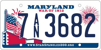 MD license plate 7AN3682
