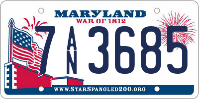 MD license plate 7AN3685