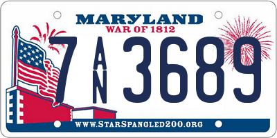 MD license plate 7AN3689