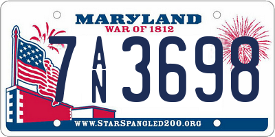 MD license plate 7AN3698