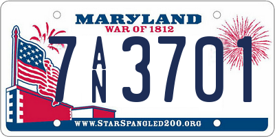 MD license plate 7AN3701