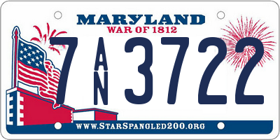 MD license plate 7AN3722