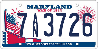 MD license plate 7AN3726