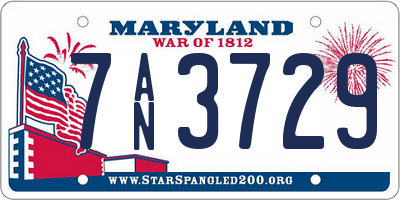 MD license plate 7AN3729