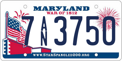 MD license plate 7AN3750