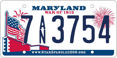MD license plate 7AN3754